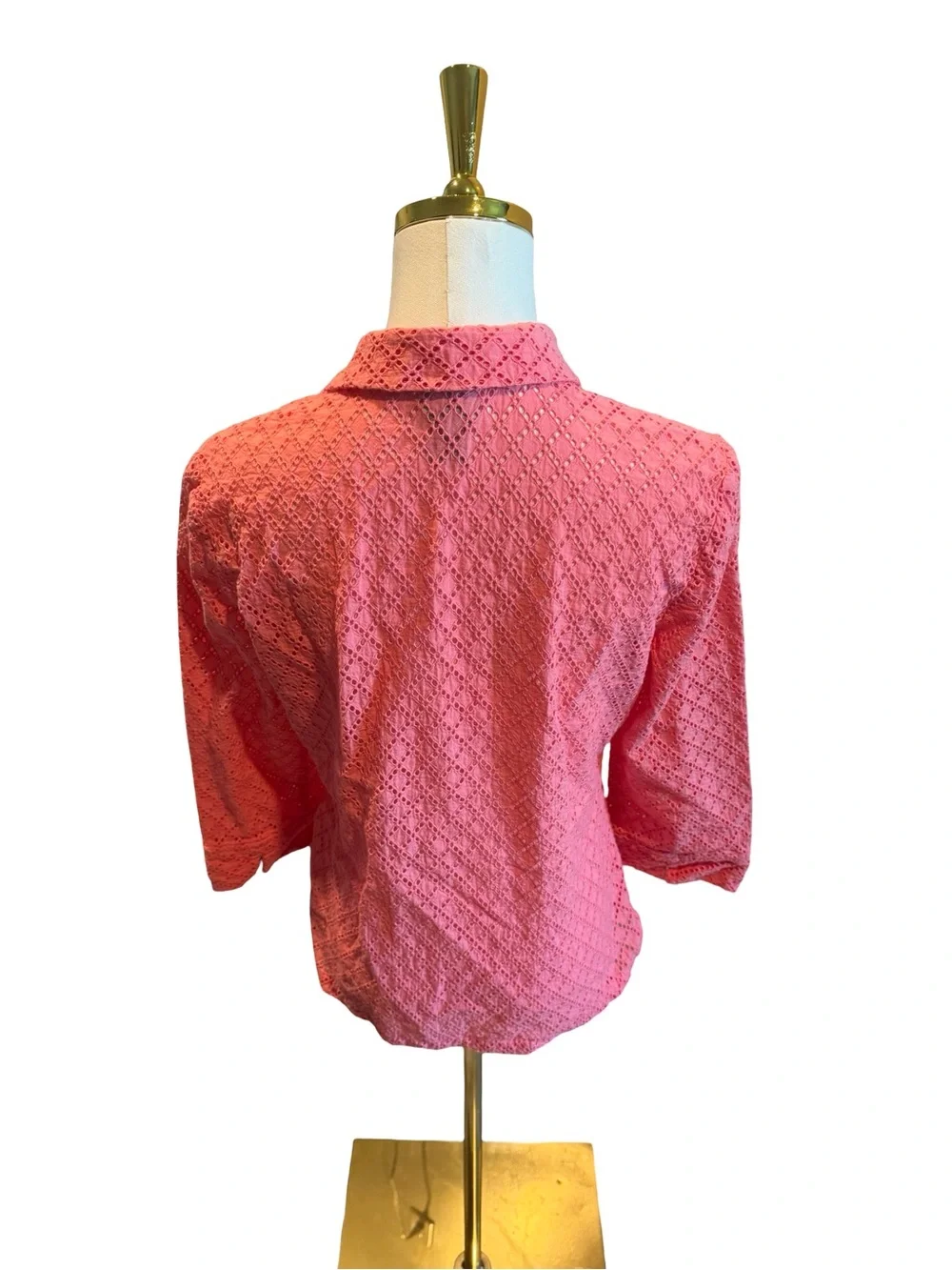 Women's Coral Pink Eyelet Button-Down Shirt